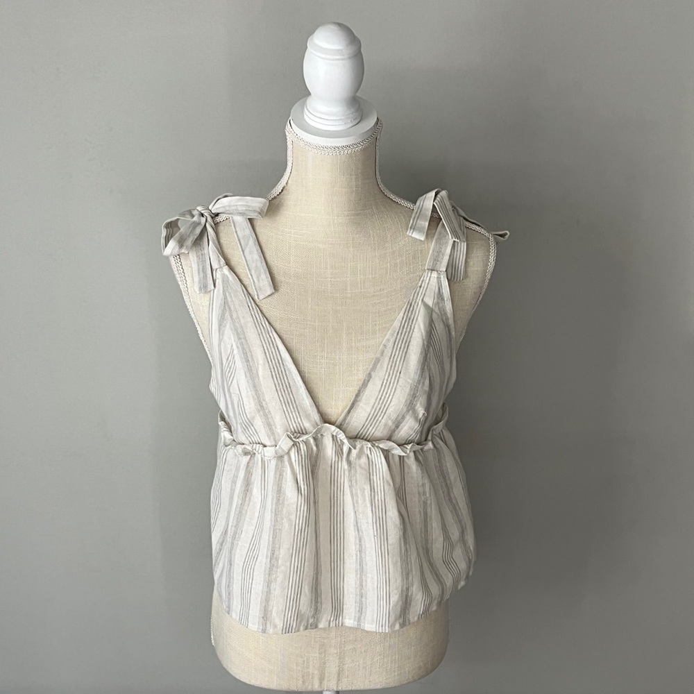 Striped cropped tie strap tank top
